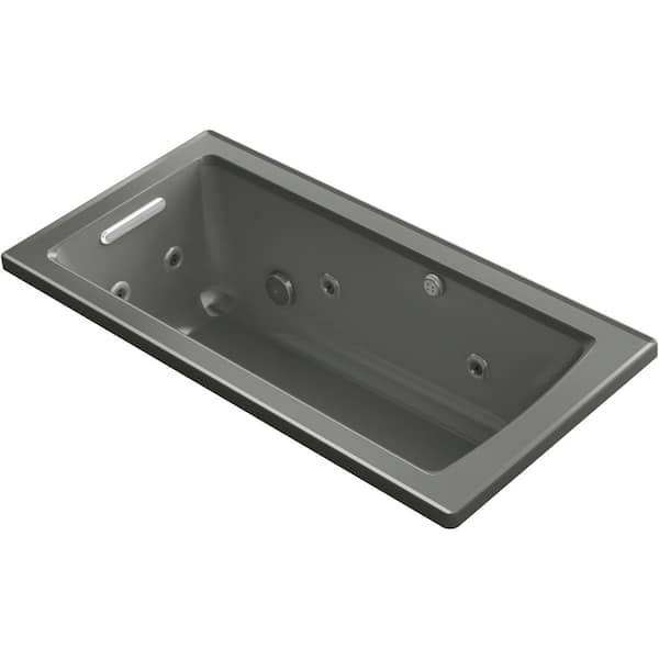 KOHLER Archer 60 in. Rectangular Drop in. Whirlpool and Air Bath Bathtub in Thunder Grey