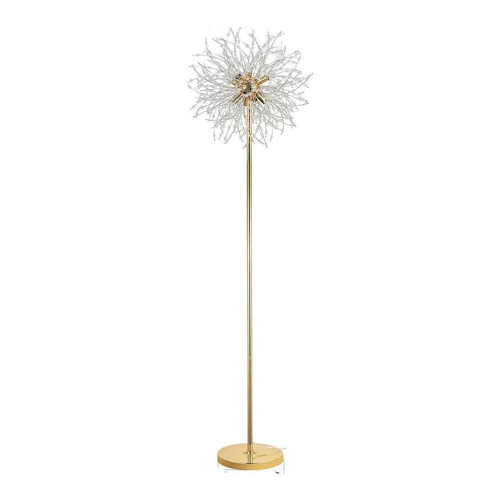 69 in. Gold Finish Modern Standard Standing Lamp with Crystal LED Floor Lam