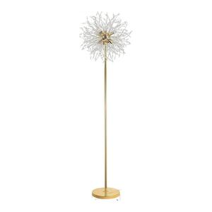 69 in. Gold Finish Modern Standard Standing Lamp with Crystal LED Floor Lamp with On/Off Foot Switch and Metal Tall Pole