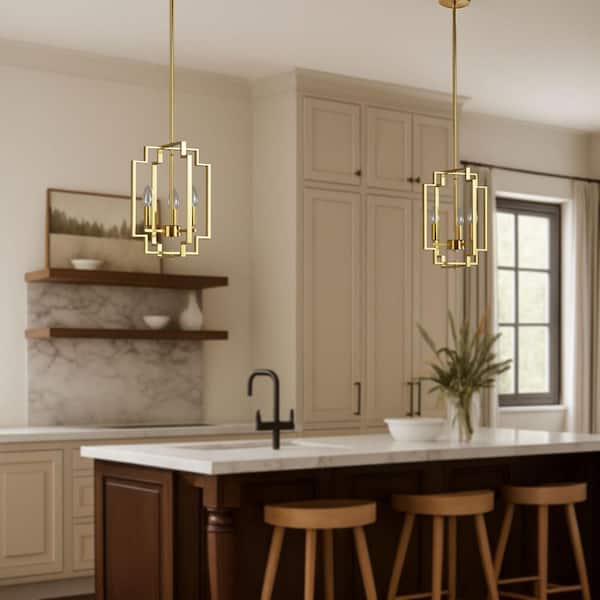 Hartford 3-Light Gold Chandelier with Wrought Iron Accents