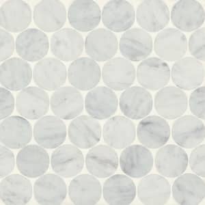 Monet Circle 2 in. x 2 in. Honed White Carrara Marble Mosaic Tile (4.69 sq. ft./Case)