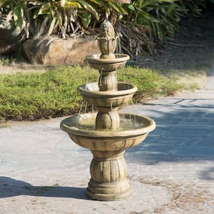 31.5 in. W x 31.5 in. D x 29.5 in. H Classic 3-Tier Garden Water Fountain Outdoor Polyresin Freestanding Fountain