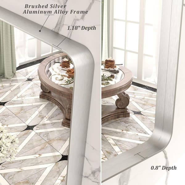 24 in. W x 32 in. H Rectangular Aluminum Alloy Framed and Tempered Glass Wall Bathroom Vanity Mirror in Brushed Silver