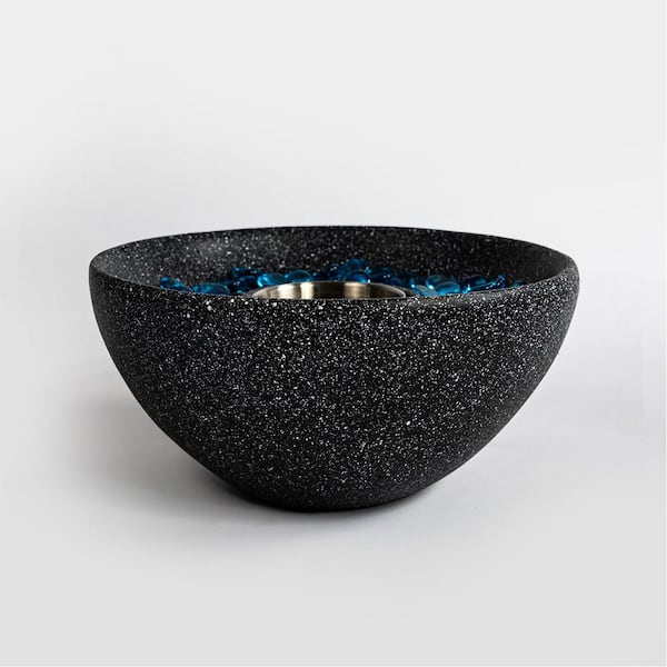 Unbranded 10.63 in. x 5.12 in. Oval Ethanol Concrete Tabletop Fire Pit with Mixed Color Personal Fireplace Mini Fire Pit in Black
