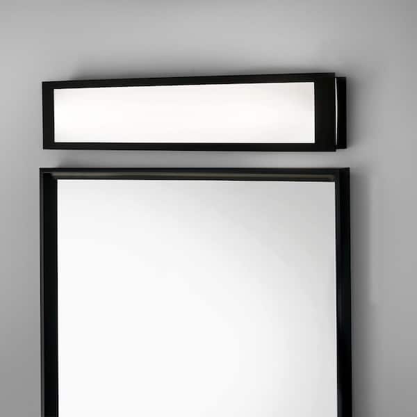 Hampton Bay Woodbury 24.6 in. 1-Light Matte Black Integrated LED Bathroom Vanity Light Bar with Frosted Acrylic Shade