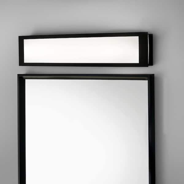 Woodbury 24.6 in. 1-Light Matte Black Integrated LED Bathroom Vanity Light Bar with Frosted Acrylic Shade