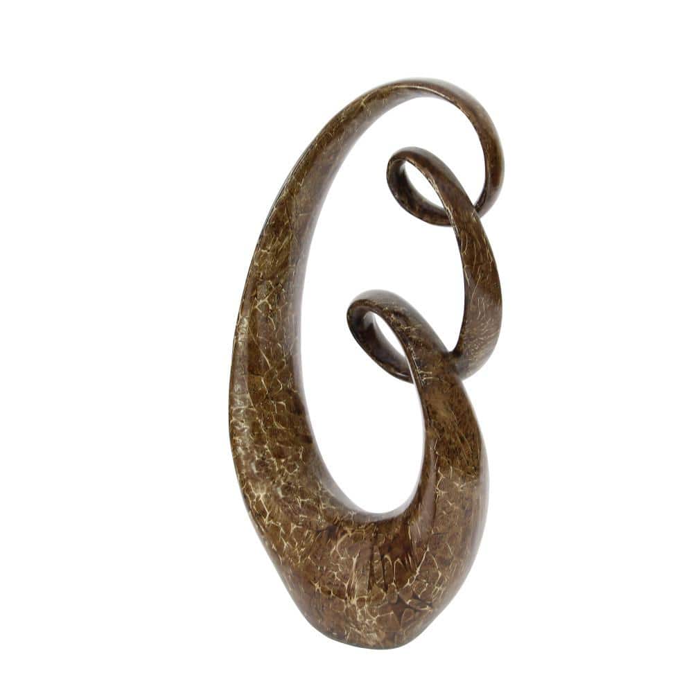 Abstract Brown Polystone Swirl Decorative Sculpture