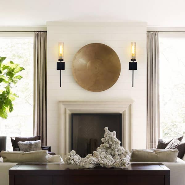HKMGT 4.7 in. 1-Light Black&Gold 2-Pack Modern Industrial Wall