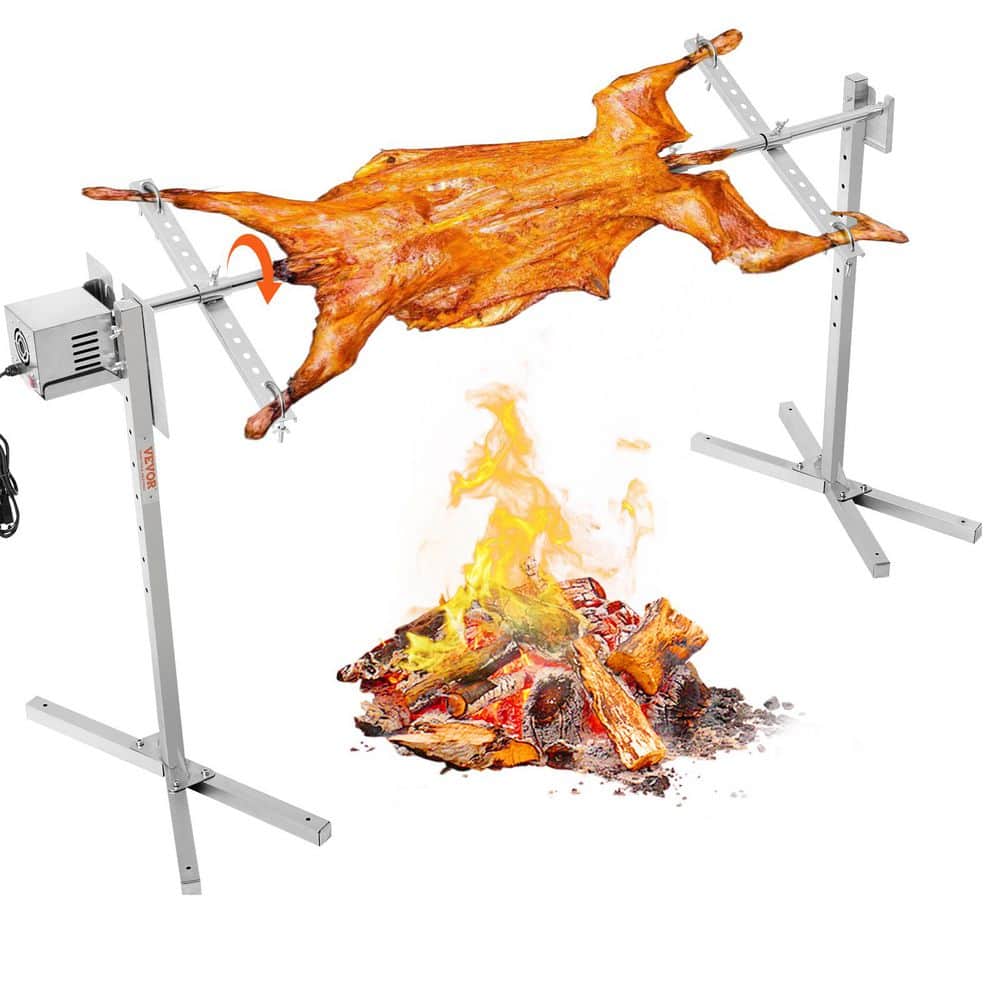 SKYSHALO Electric BBQ Rotisserie Grill Kit, 132 lbs. Capacity, 56 in., 52W Motor, Stainless Steel, Spit Rod for Pig, Lamb