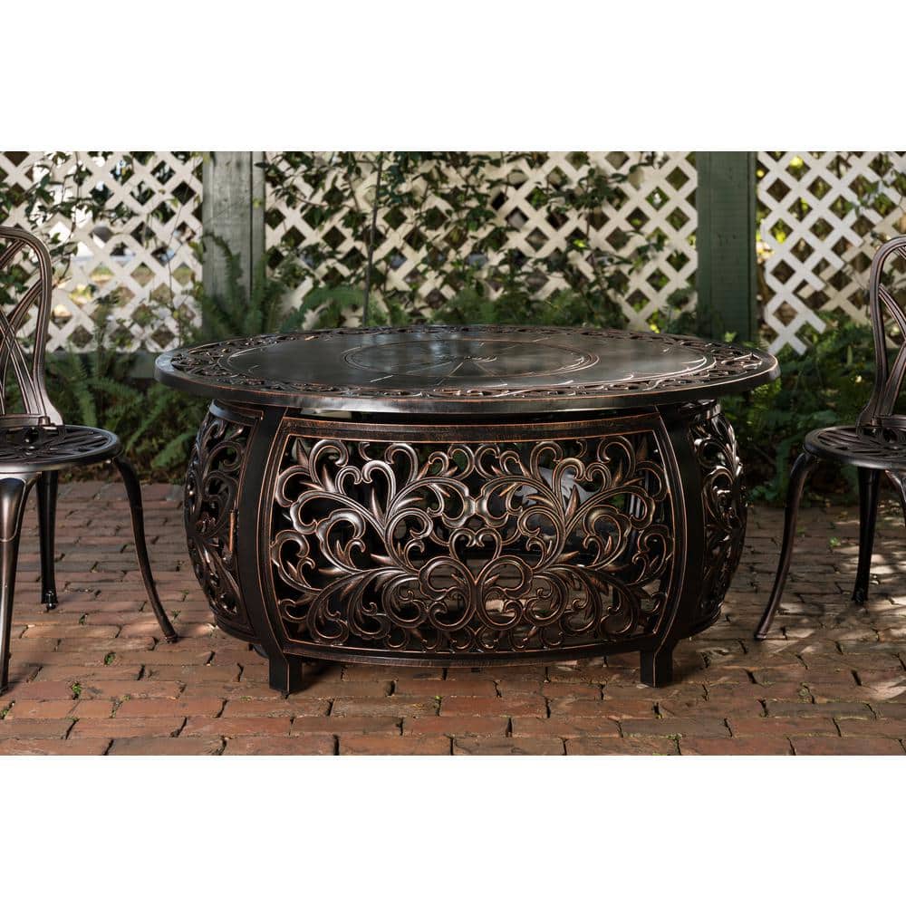 53" Bronze Cast Aluminum Gas Fire Pit Table