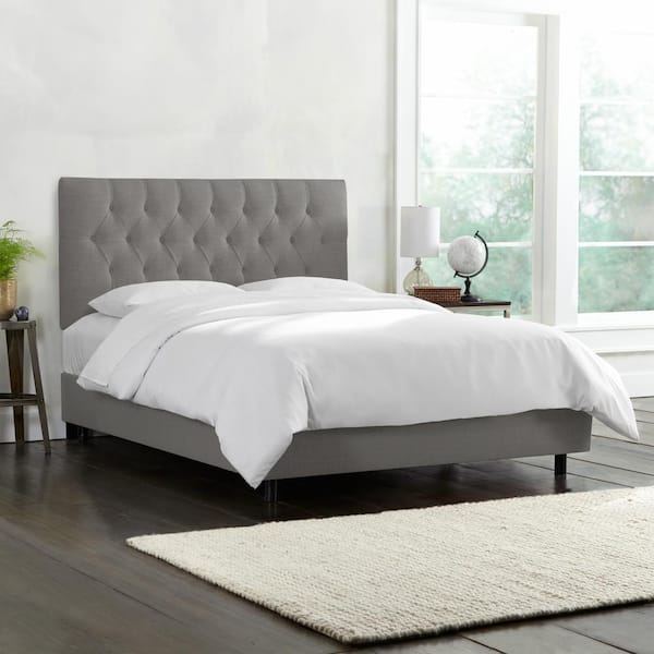 Unbranded Toni Linen Grey King Diamond Tufted Bed