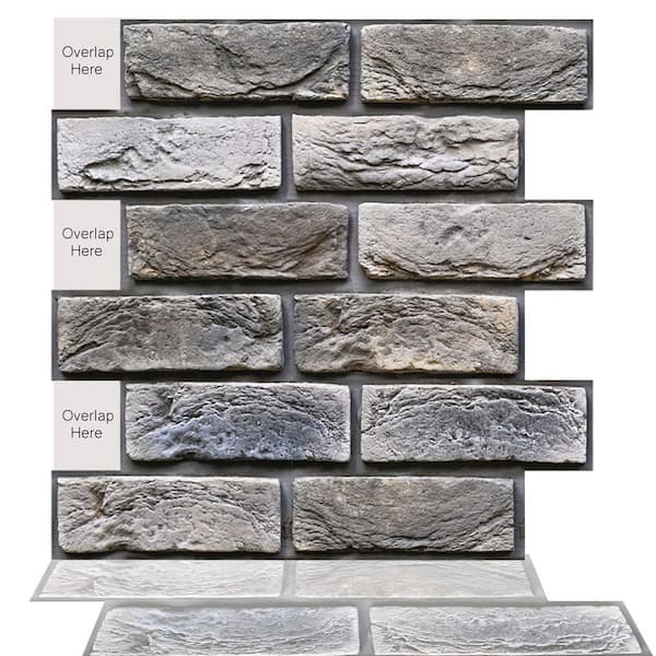 NVNOO 11.8 in. x 11.8 in. x 0.5 in. 3D PVC Brick Wall Panels for Living Room, Fireplace and Bedroom, Dark Grey (10-pack)
