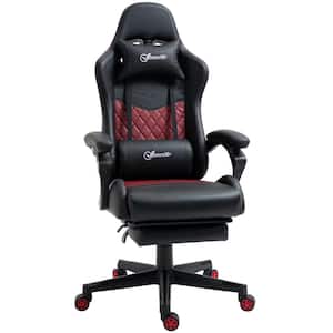 Black PU Sponge Nylon Adjustable High Back Gaming Chair, Racing Office Recliner Chair