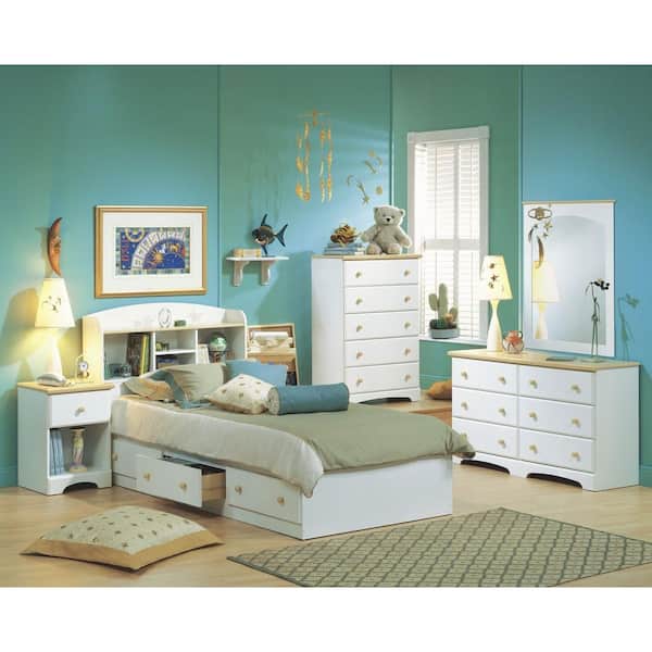 South Shore Summertime 6-Drawer Pure White and Natural Maple Dresser