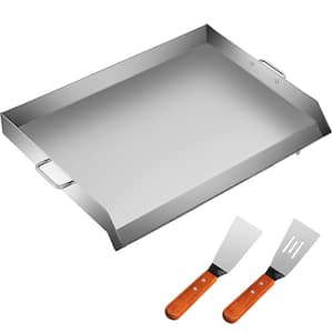 Stainless Steel Griddle, 36 x 22in.Universal Flat Top Rectangular Plate, BBQ Charcoal/Gas Non-Stick Grill with 2 Handles