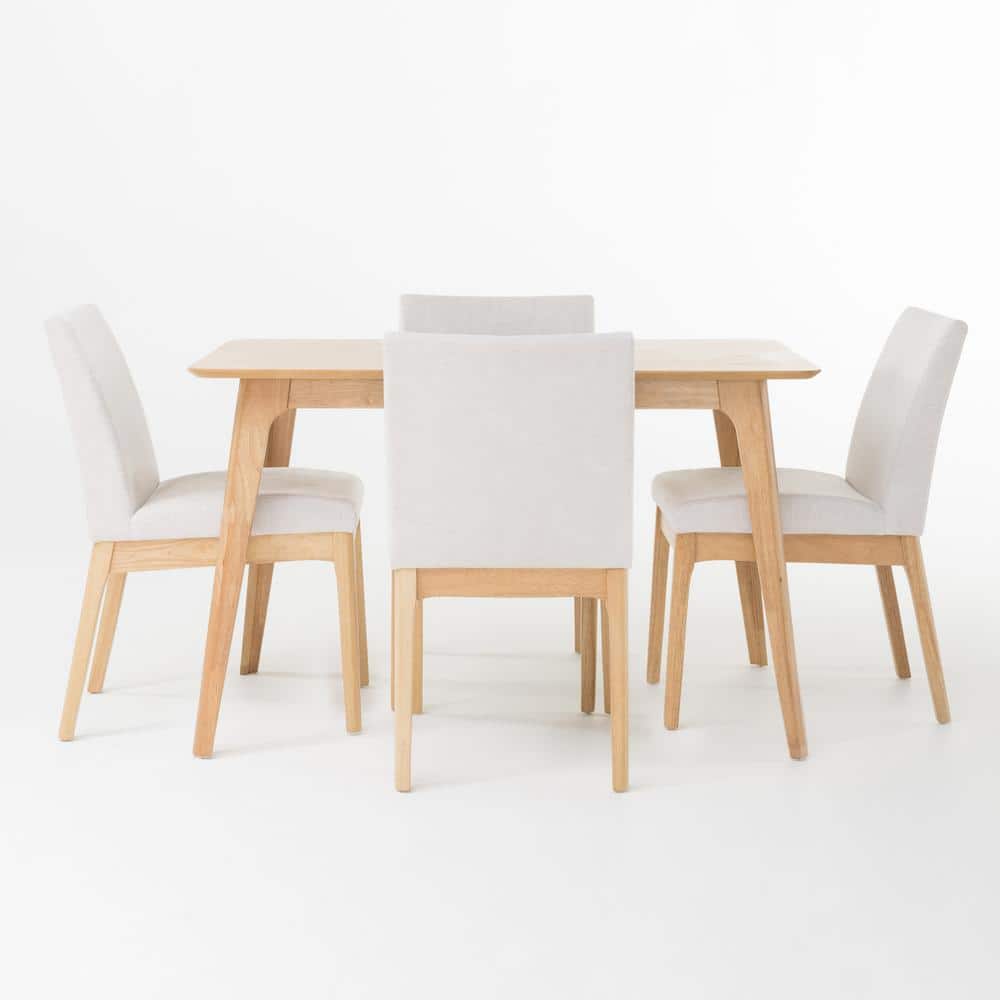 Kwame 5-Piece Light Beige Fabric Dining Set price history on PriceWatchPro