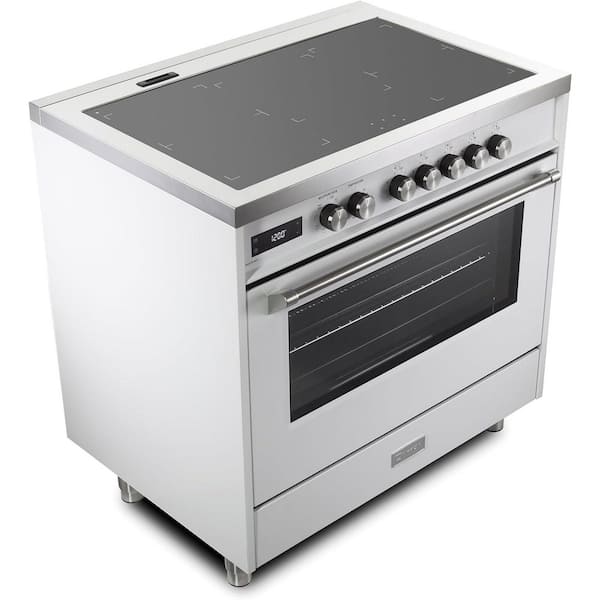 Ultima Collection Series 36 Inch Freestanding Single Oven Induction Range with 5 Induction Elements in White