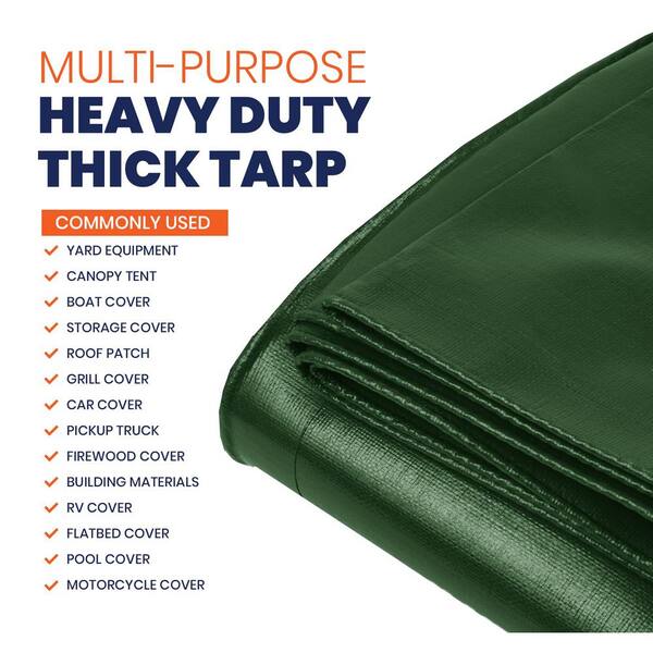 Pattiumo Heavy Duty Waterproof Tarp – 12' X 20', 14 Mil Green/Brown Cover For Camping, Shelter, Outdoor Protection