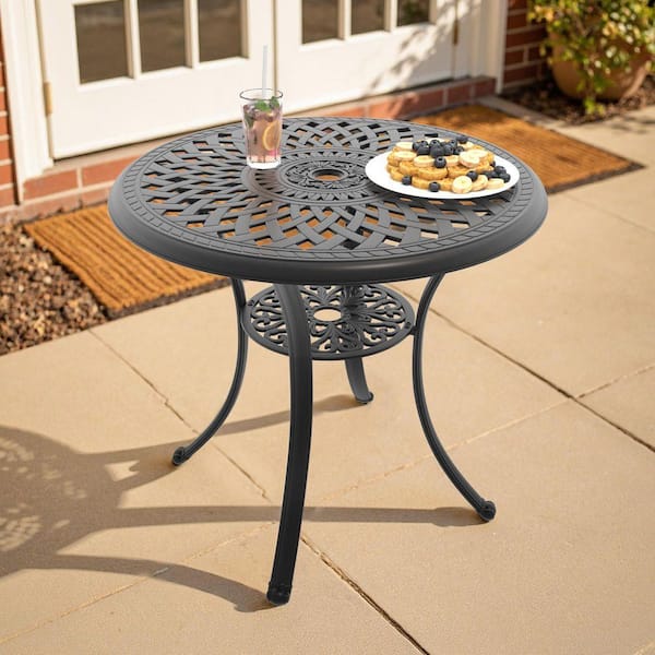 30.71 in. Cast Aluminum Patio Dining Round Table
