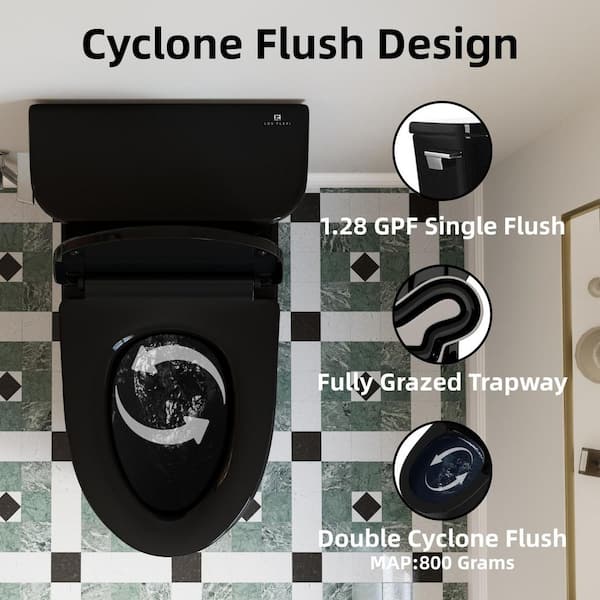 Los Flexi 21 in. Extra Tall Toilet 2-Piece, Glossy Black, 1.28 GPF