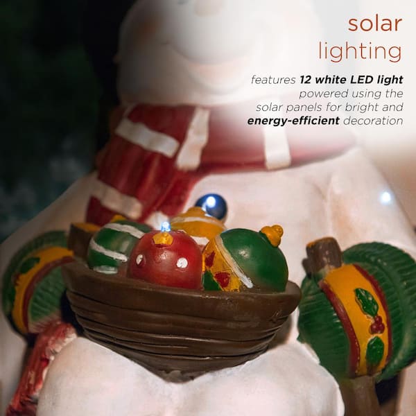 Alpine Corporation 24 in. Tall Solar Snowman in Sleigh with