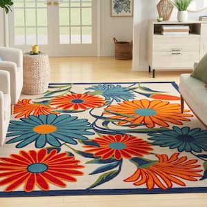 Aloha Multicolor 8 ft. x 11 ft. Botanical Contemporary Indoor Outdoor Area Rug