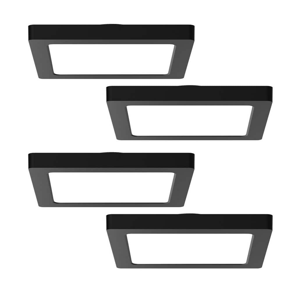 4-PACK 6.4 in. 12-Watt Black Square New Ultra-Low Profile Integrated LED Flush Mount Light 3000K-5000K 90CRI price history on PriceWatchPro