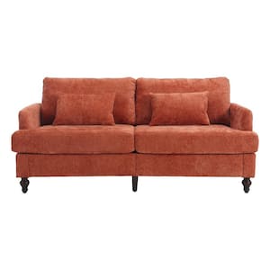 69 in. Modern Oversized Orange Chenille Wood Frame Upholstered 2-Seater Loveseat