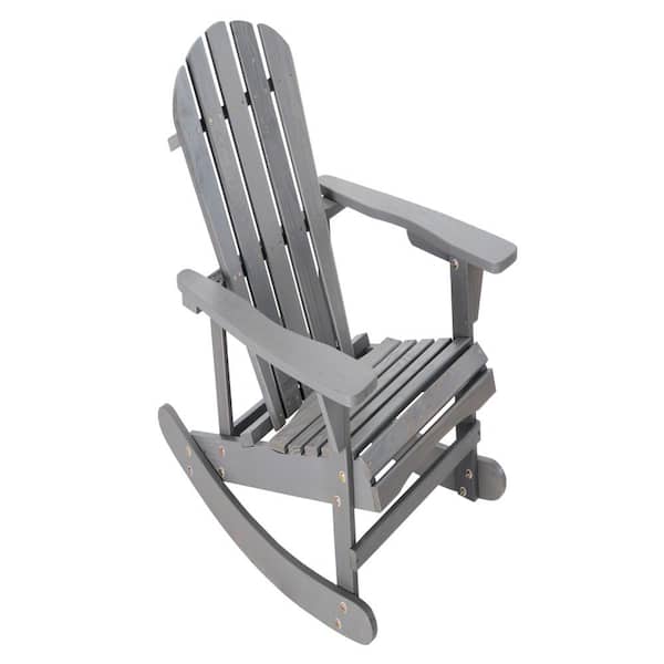Kadehome Gray Wood Adirondack Chair Without Cushion Set of 1