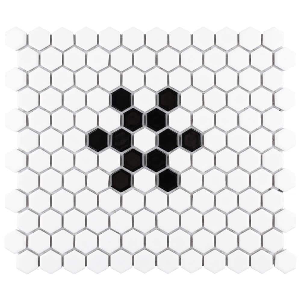 Metro 1 in. Hex Glossy White with Snowflake 10-1/4 in. x 11-7/8 in. Porcelain Mosaic Tile (8.6 sq. ft./Case) price history on PriceWatchPro