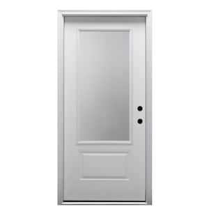 36 in. x 80 in. Left-Hand Inswing 3/4-Lite Clear 1-Panel Primed Fiberglass Smooth Prehung Front Door on 6-9/16 in. Frame