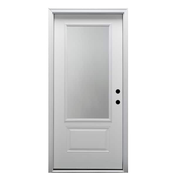 MMI DOOR 36 in. x 80 in. Left-Hand Inswing 3/4-Lite Clear 1-Panel Primed Fiberglass Smooth Prehung Front Door on 6-9/16 in. Frame