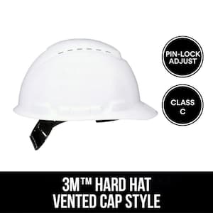 Vented White Hard Hat with PinLock Adjustment