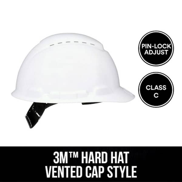 3M Vented White Hard Hat with PinLock Adjustment