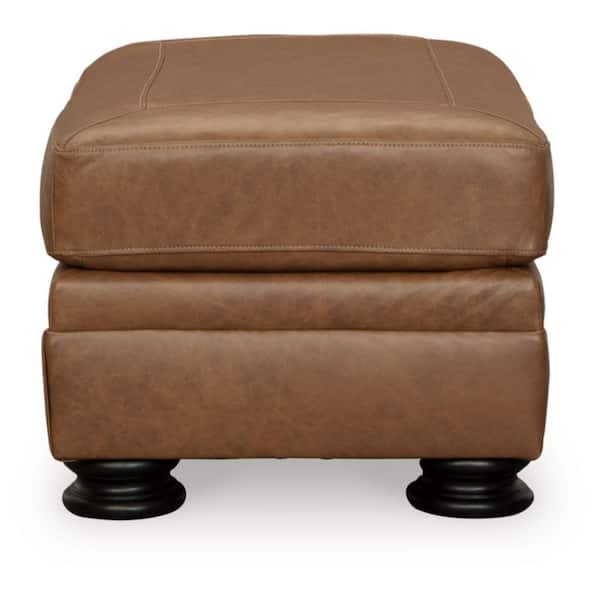 Carianna Brown Leather Match Rectangle Accent Ottoman
