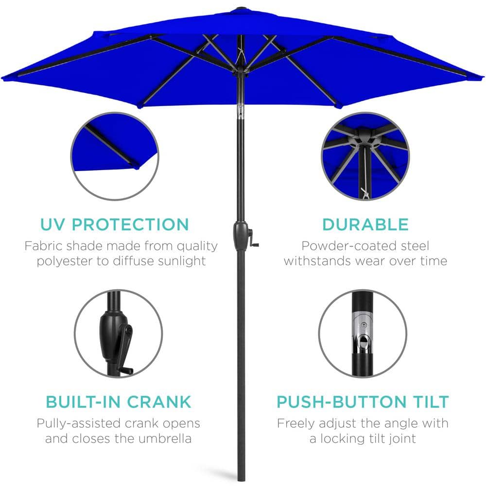 Resort Blue 7.5ft Heavy-Duty Outdoor Patio Umbrella with Steel Pole