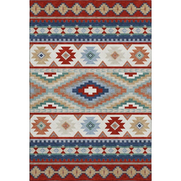 Mayfield Premium Machine Washable Abstract AMF2539 Red 5 ft. x 7 ft. 6 in. Area Rug