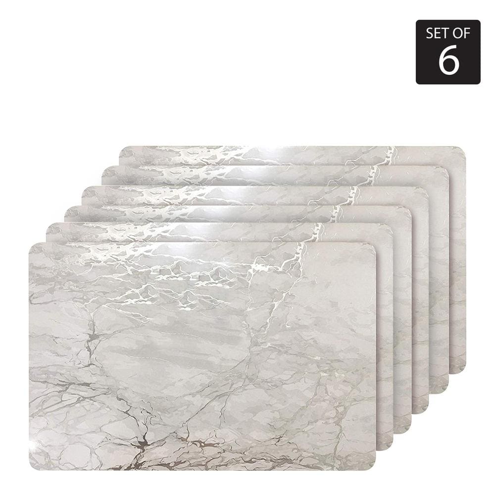 Marble Cork 12 in. x 18 In. Grays and Silver Cork Rectangle Placemats Se
