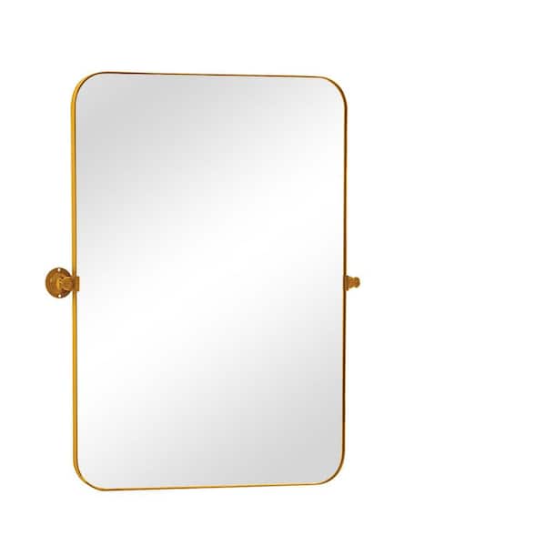 Unbranded Gold 24 in. W x 36 in. H Rounded Rectangular Mirror Wall Mirror with Elegant Scalloped Design