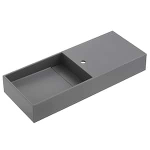32 in. Wall-Mount or Countertop Bathroom Hidden Drain with Side Faucet Hole in Matte Gray