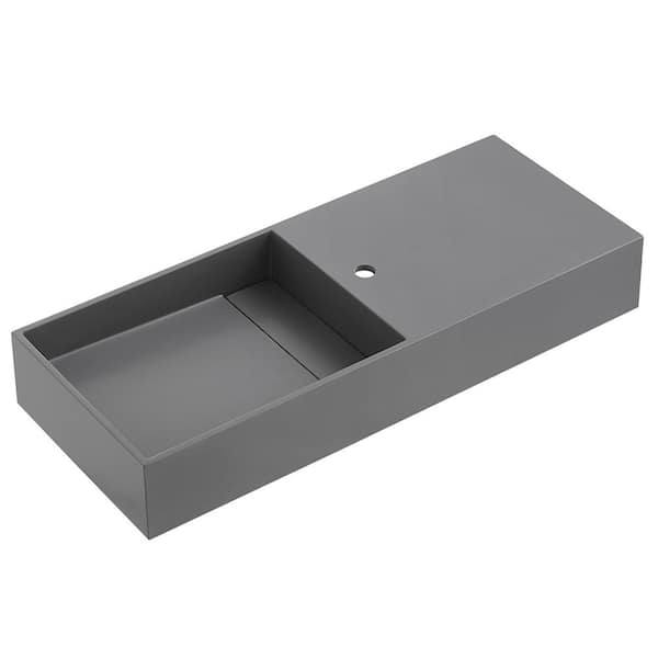 SERENE VALLEY 32 in. Wall-Mount or Countertop Bathroom Hidden Drain with Side Faucet Hole in Matte Gray