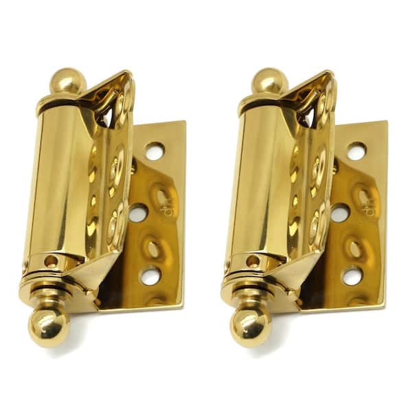 1-1/2 in. x 2-3/4 in. Unlacquered Solid Brass Adjustable Half Surface Screen Door Hinge with Ball Finials (1-Pair)