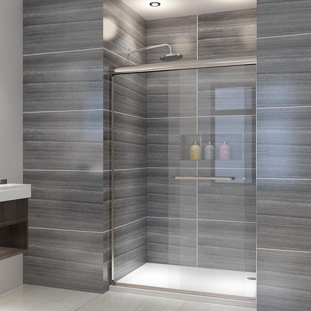 Sorrento Lux 60" x 62" Semi-Frameless Nickel Sliding Shower Door