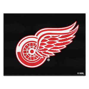 Detroit Red 34 in. x 42.5 in. Wings Black All-Star Area Rug