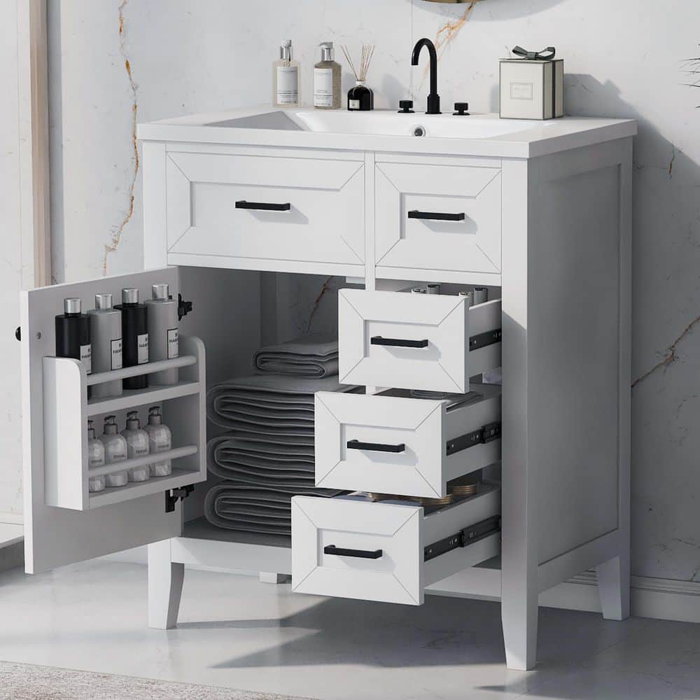 30 in. Single Sink Freestanding White Bath Vanity with White Ceramic Sink Top price history on PriceWatchPro