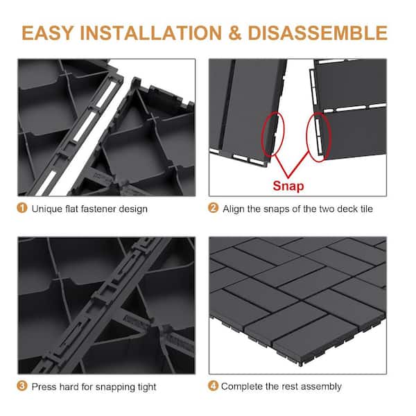 Afoxsos 12 ft. x 12 ft. Plastic Interlocking Deck Tiles Waterproof in Blue (27 Per Pack)