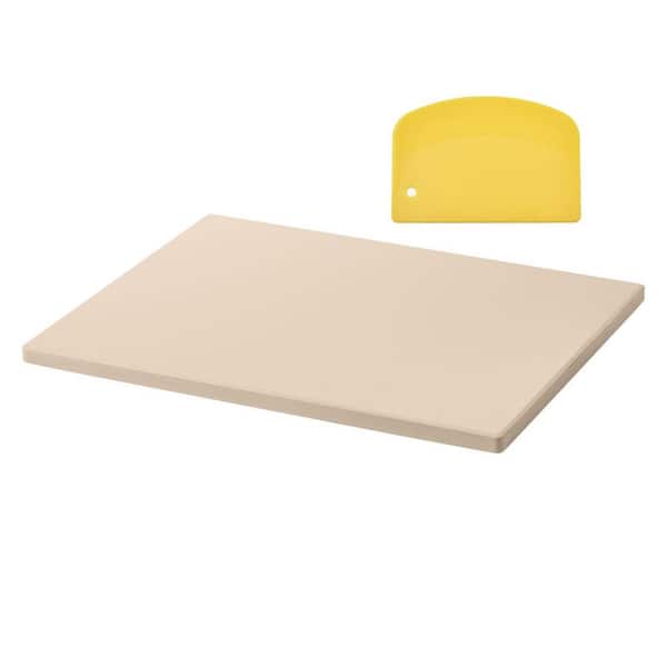 Pizza Stone, 15 x 12 in. Rectangular Cordierite Pizza Stone with Scraper, for Kitchen Oven, Baking Bread & Pizzas