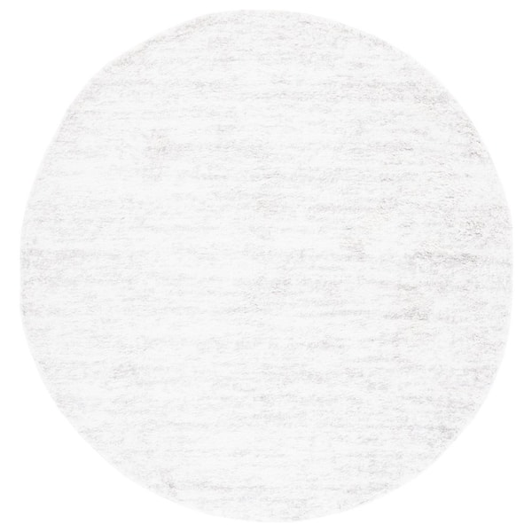 SAFAVIEH Berber Shag 10 ft. x 10 ft. Ivory/Light Gray 2-Toned Solid Round Area Rug