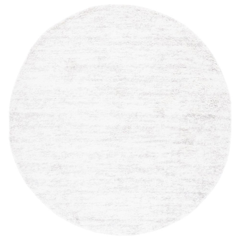 SAFAVIEH Berber Shag Ivory/Light Grey 8 ft. x 8 ft. Solid color Striped