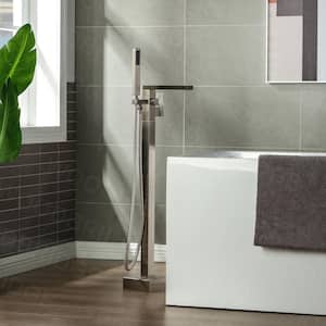 Austin Single-Handle Freestanding Floor Mount Tub Filler Faucet with Hand Shower in Brushed Nickel